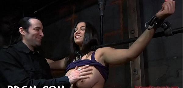  Chained hotty desires hardcore torturing for her cunt